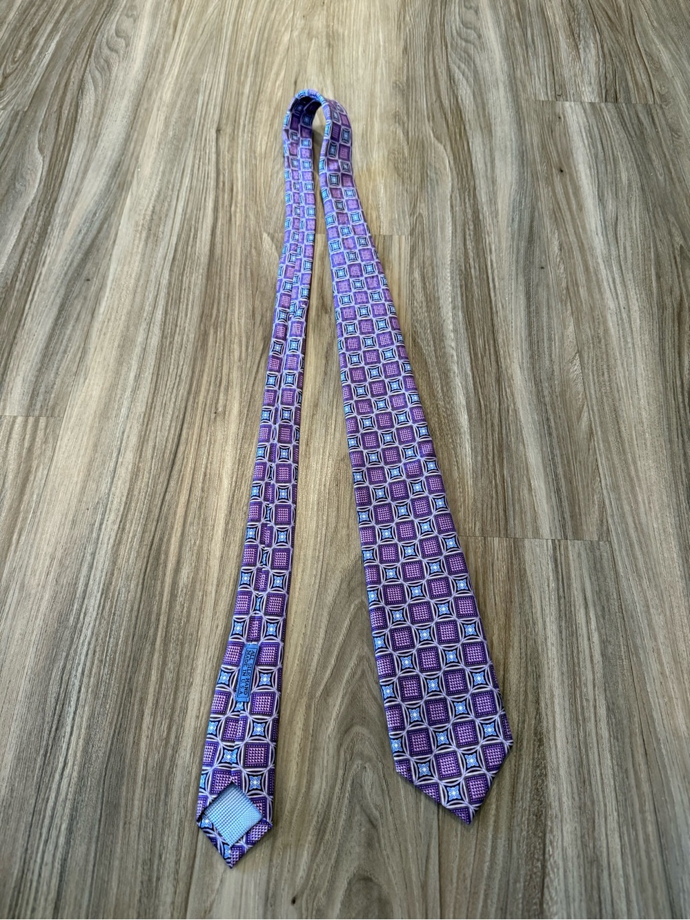 JZ Richards Classic Purple Geometric Men's 100% Silk Tie